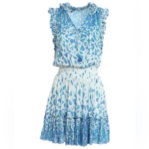 POUPETTE ST BARTH Triny Dress Blue and White Floral Dress Tie LaceUp Bust Medium